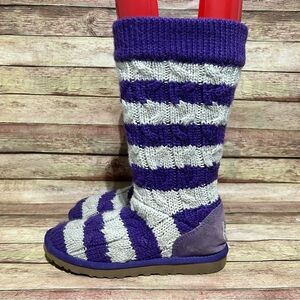Ugg Purple And White Sweater Boots